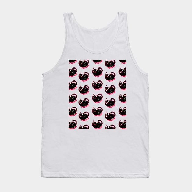 Meow Pattern with Repeating Black Cat Tank Top by ArtMichalS